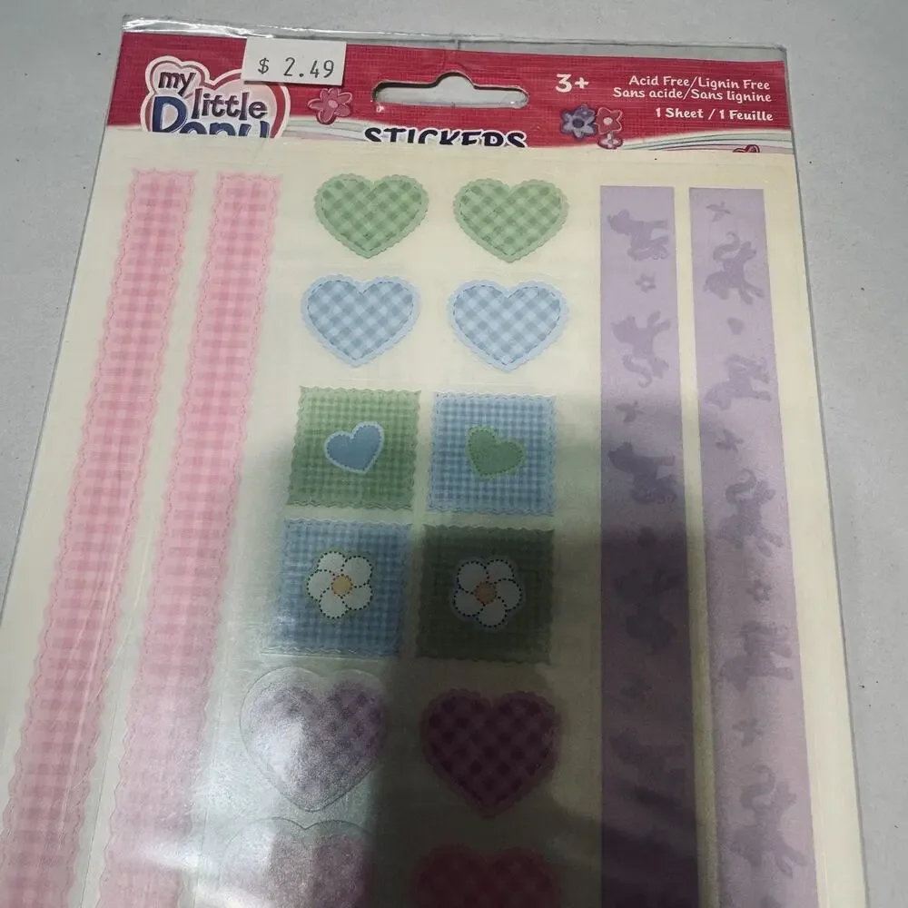 Sandylion My Little Pony Sticker Sheet 2004 Hasbro butterflies hearts borders
